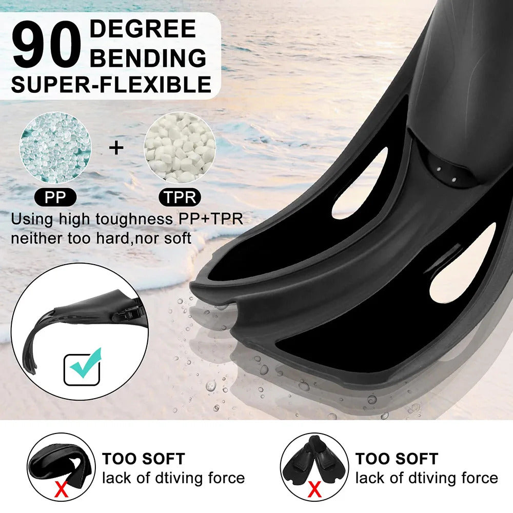 Swim Flippers Short Diving Frog Shoes Duck Webs Adjustable Silicone Travel Size Open Heel Adult Men Women Youth Kid