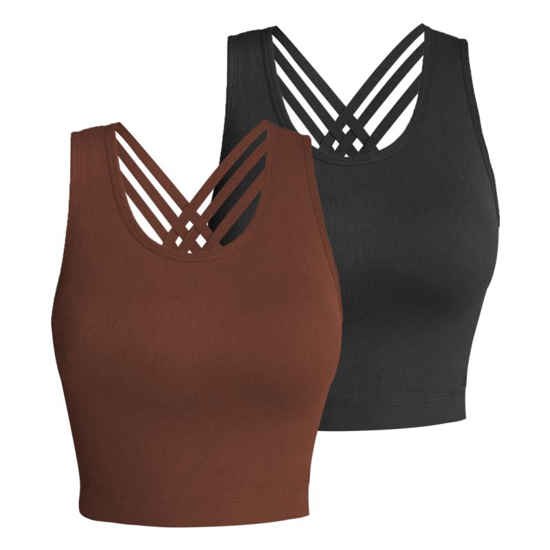 Pro-Fit Seamless 2 pieces  Cross-back sports bra, Comfortable, Support, Stretchy, Summer Outfits, everyday bra, Women Workout Clothes, Activewear 32678