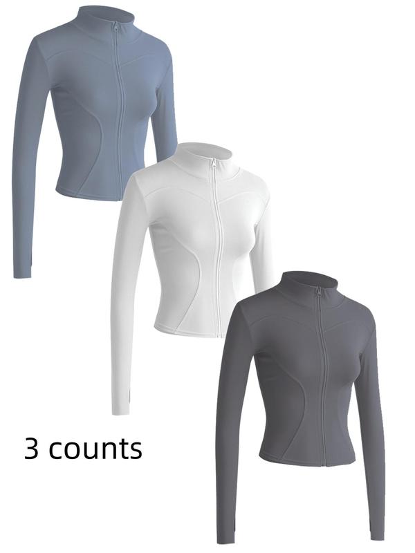 Mock Neck Sports Outerwear, Athletic Long Sleeve Sports Top, Gym Clothes, Comfortable Ladies Jacket for Indoor Outdoor Wear, Gym Clothing, Valentine's Day Gift for Girl, Fall Gift