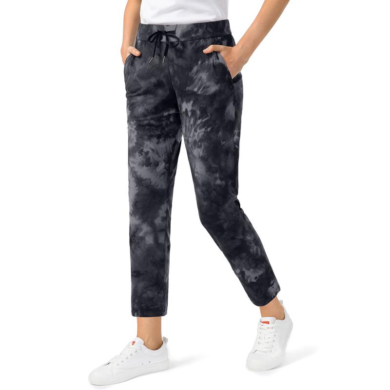 Women's Pants with Deep Pockets 7/8 Sporty Skinny Bottoms Stretch Ankle Sweatpants Solid Tracksuits