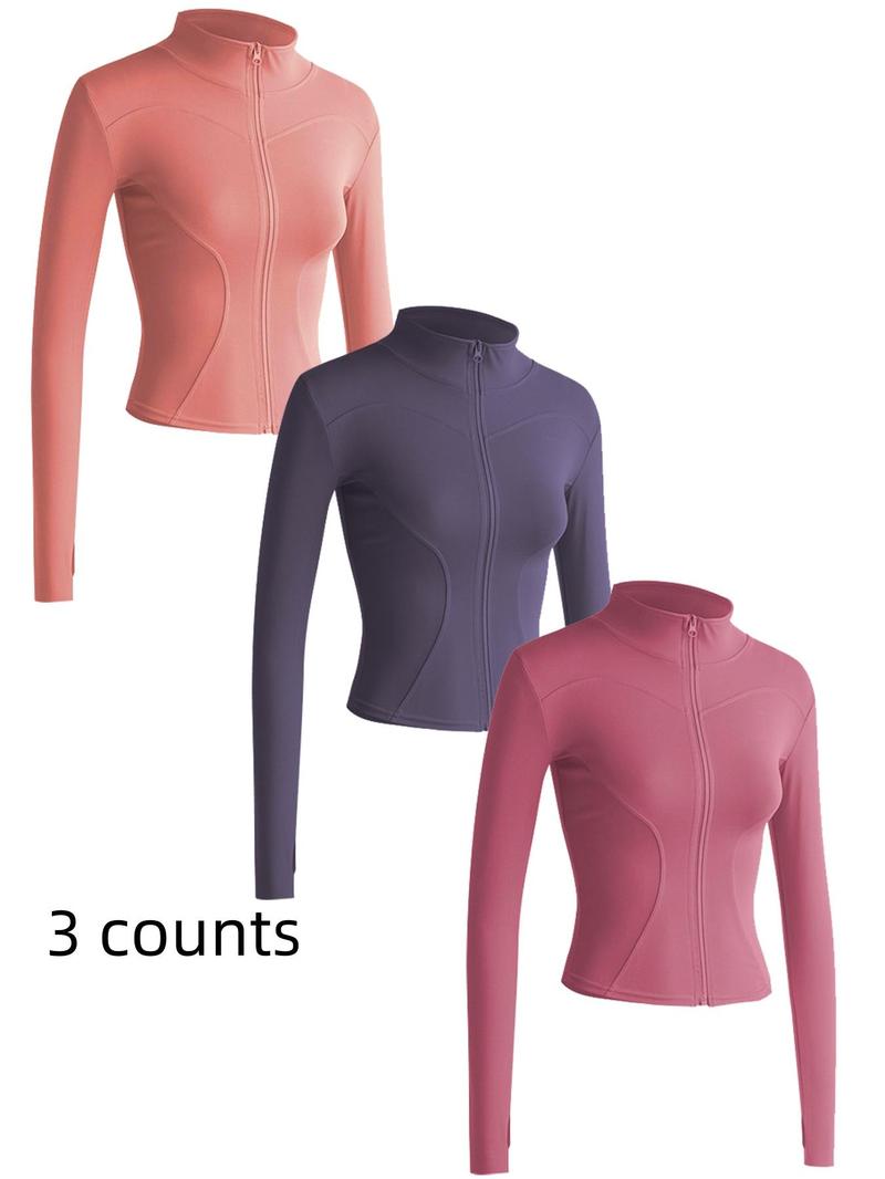 Mock Neck Sports Outerwear, Athletic Long Sleeve Sports Top, Gym Clothes, Comfortable Ladies Jacket for Indoor Outdoor Wear, Gym Clothing, Valentine's Day Gift for Girl, Fall Gift