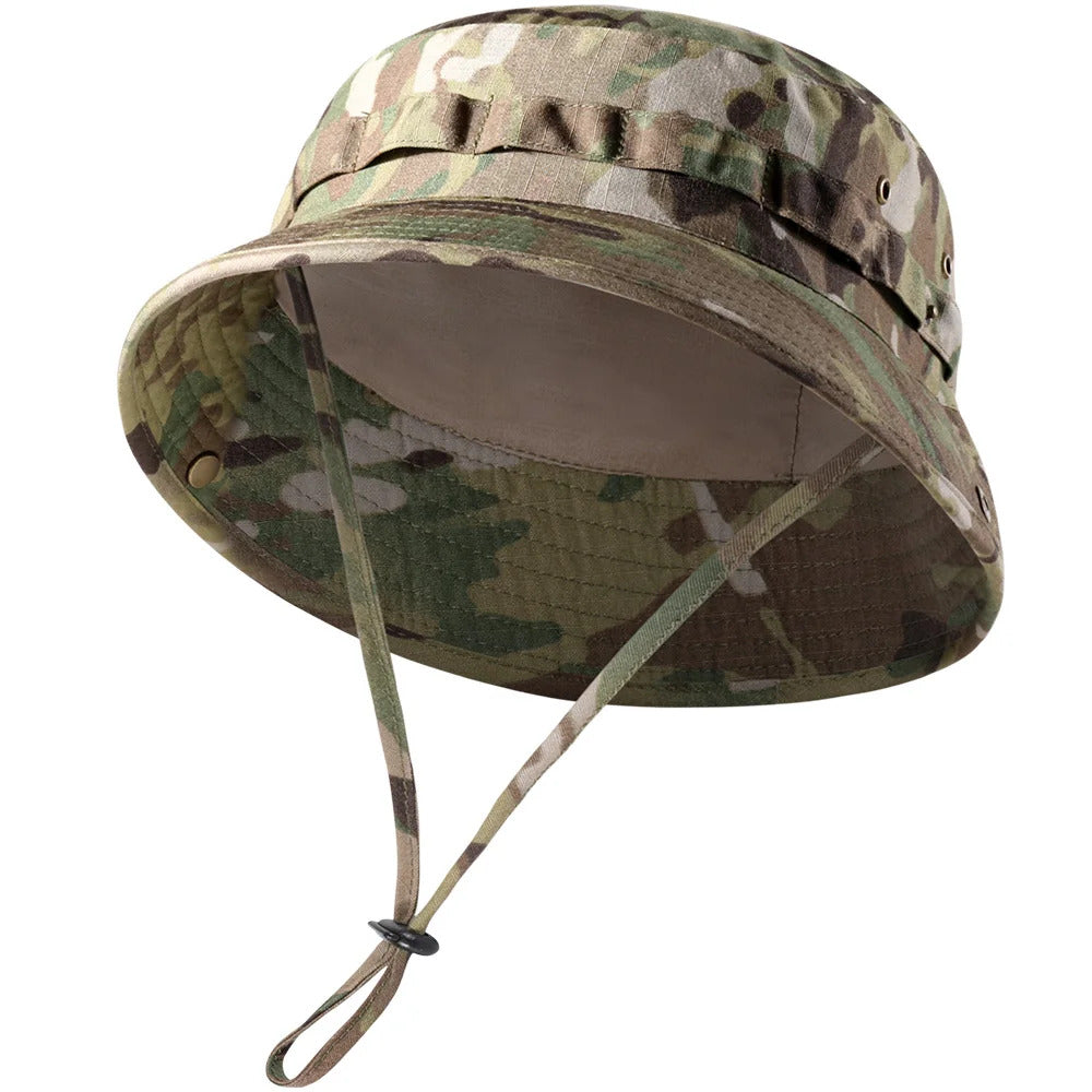 Tactical Fishing Boonie Hats Camouflage Panama Cap Hunting Shooting Outdoor Camping Sun Protection Folding Fisherman Bucket Hat