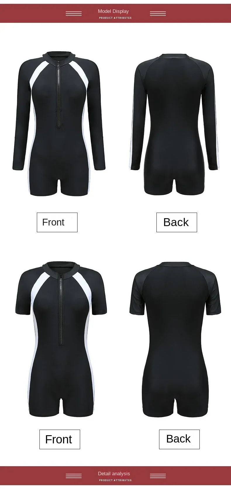 2024 Summer Sports One-piece Swimsuit Professional Women's Swimsuit Black Swimsuit Solid Color Swimming Beach Wear Long Style