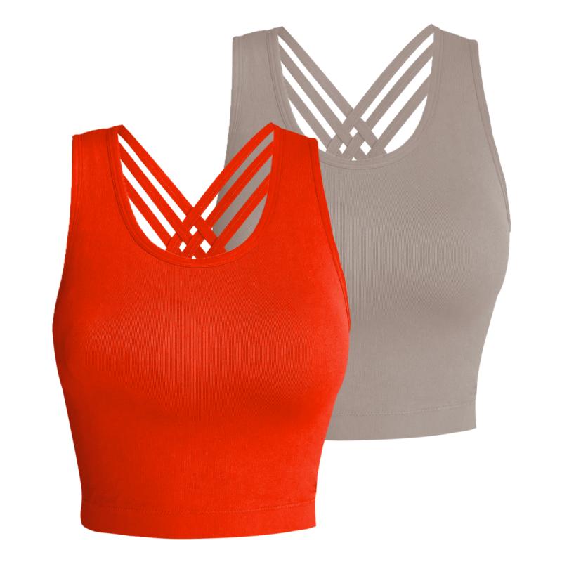Pro-Fit Seamless 2 pieces  Cross-back sports bra, Comfortable, Support, Stretchy, Summer Outfits, everyday bra, Women Workout Clothes, Activewear 32678