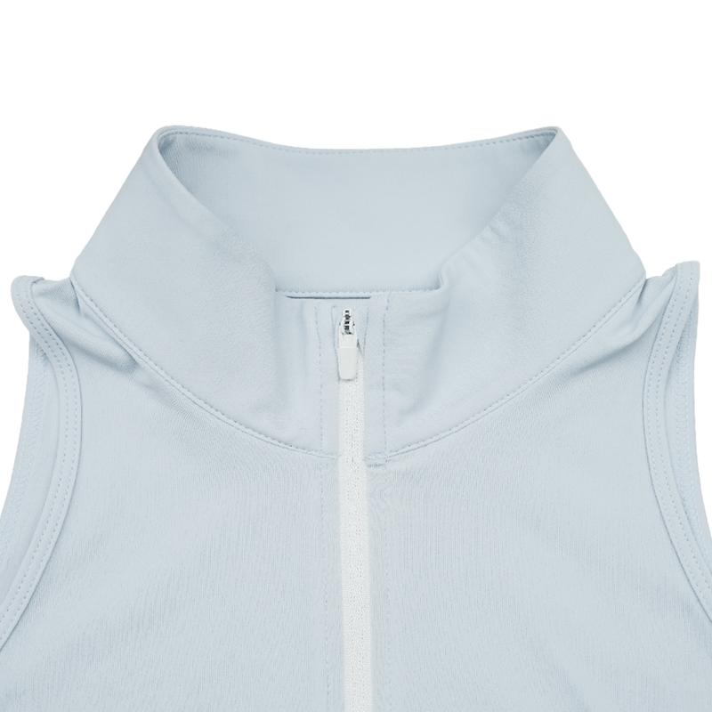 Women's Comfortable Stand Collar Pickleball Dress with Shorts Sleeveless Split Hem Clothing Quick-Dry Workout Athletic Dress with Pockets for Tennis Yoga Golf Activewear Sport