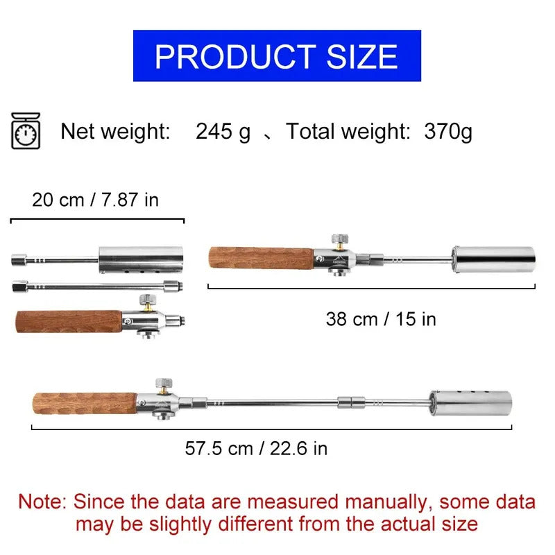 Camping Long Flame Igniter Outdoor Portable Wooden Handle Burner Picnic BBQ Gas Tank Spray Gun Removable Stove Toolkit