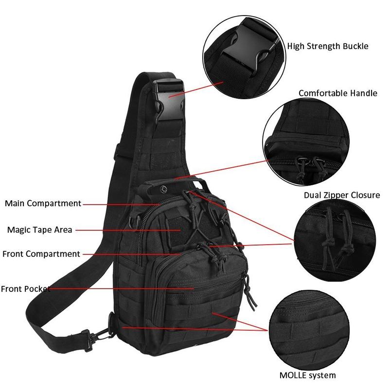 Tactical Compact EDC Shoulder Sling Bag for Men - Crossbody and Chest Pack for Travel, Camping, Trekking, Outdoor Sports - Adjustable Multifunction Durable dealsforyoudays