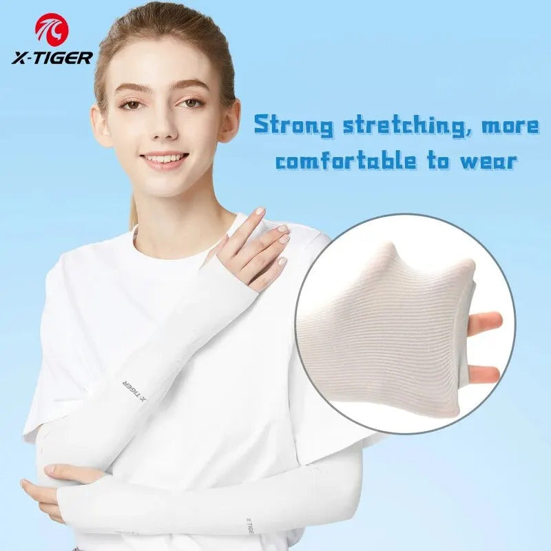 4 Pairs Cycling Arm Summer Ice Cloth Cycling Sleeves Sun Protection Unisex Breathable Running Volleyball Sleeves Outdoor