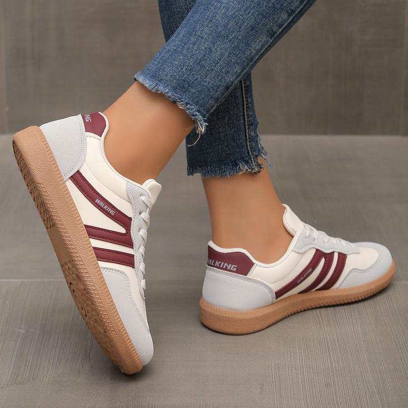 Women's Fashionable Patchwork Lace Up Low Top Casual Flat Sneakers , Casual Comfortable Sports Walking Shoes for Daily Wear, GAT Female All-match Round Toe Casual Shoes for Women & Girls