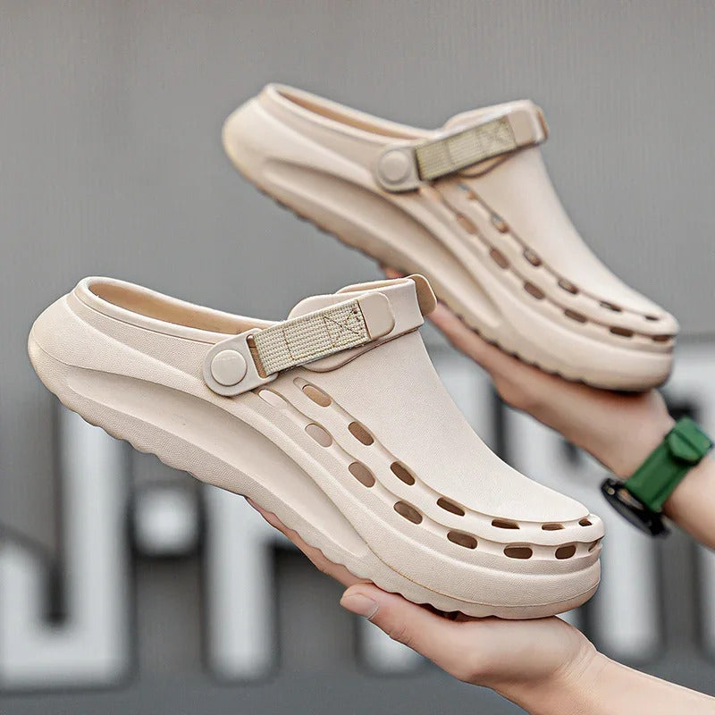 Quick-Dry EVA Solid Color Mens Sandals Fashion Trendy Lightweight Outdoor Travel Essentials Beach Shoes Casual Men’s Slippers