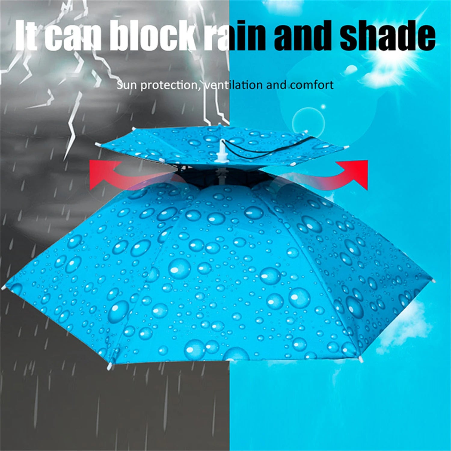 Portable Rain Umbrella Hat Army Green Foldable Outdoor Pesca Sun Shade Waterproof Camping Fishing Headwear Cap Beach Head Hats