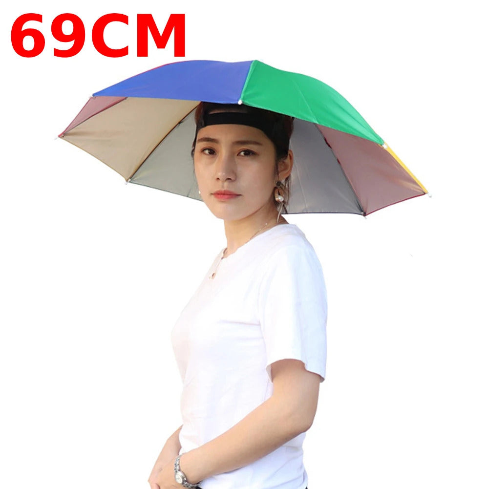 Portable Head Umbrella Hat Fishing Caps Anti-Rain Fishing Anti-Sun Umbrella Hat Adults Children Unisex Outdoor Pesca Sports Cap