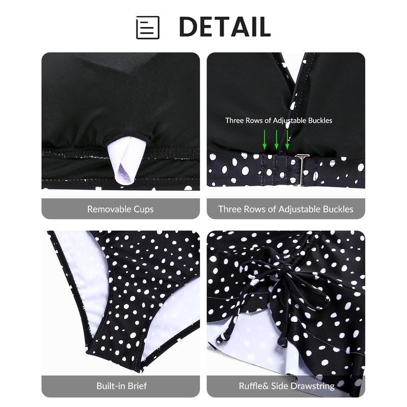 Womens High Waisted Bikini with Skirt Two Piece Swimsuit with Tummy Control Halter Bathing Suit V Neck Bikini Top with Built-in Bottom Bikini Skirt Full Coverage Bikini  dealsforyoudays