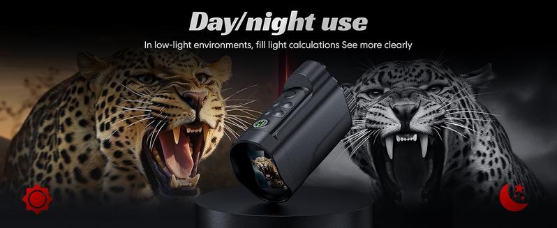 Night Vision Monocular, 2'' HD Screen Infrared Binoculars with Compass for Photos and Videos, Perfect for Adults Outdoor Camping and Wildlife Observation