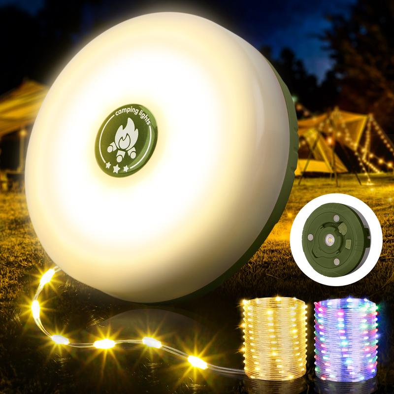 Camping String Lights, 4 in 1 Quick Storage 32.8FT Rechargeable Retractable String Lights with 8 Lighting Modes, Waterproof Emergency Light Outdoor Led Bulbs Lamp