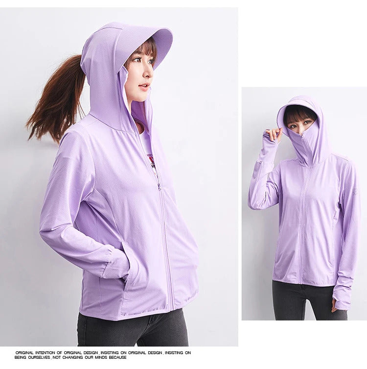 Summer Women Men Fishing Shirt UV Proof Coat Quick Dry Thin Sunscreen UPF50+ Outwear Hooded Cycling Beach Clothes