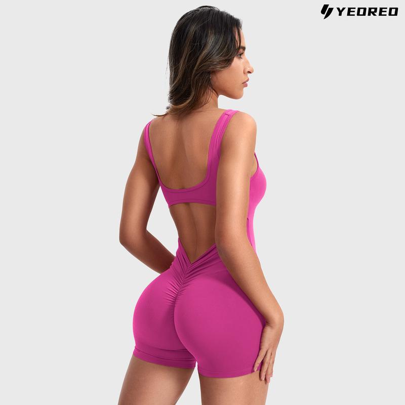 YEOREO One Piece  Jumpsuits for Women Backless Tummy Control Sleeveless Jumpsuits Lizvette V Back Scrunch Yoga Romper Gym Outfit Crop Top Workout Apparel Stretchable Activewear
