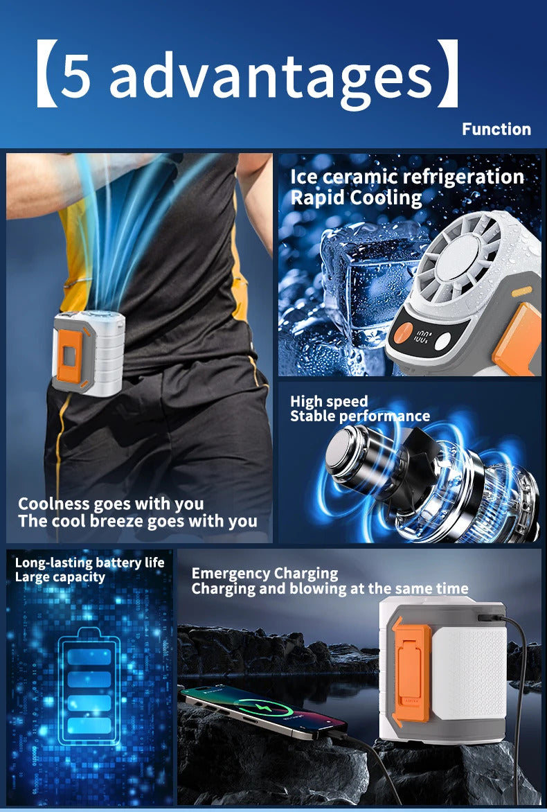 New waist-mounted fan cooling high-temperature outdoor work room welding site portable waist-mounted fan