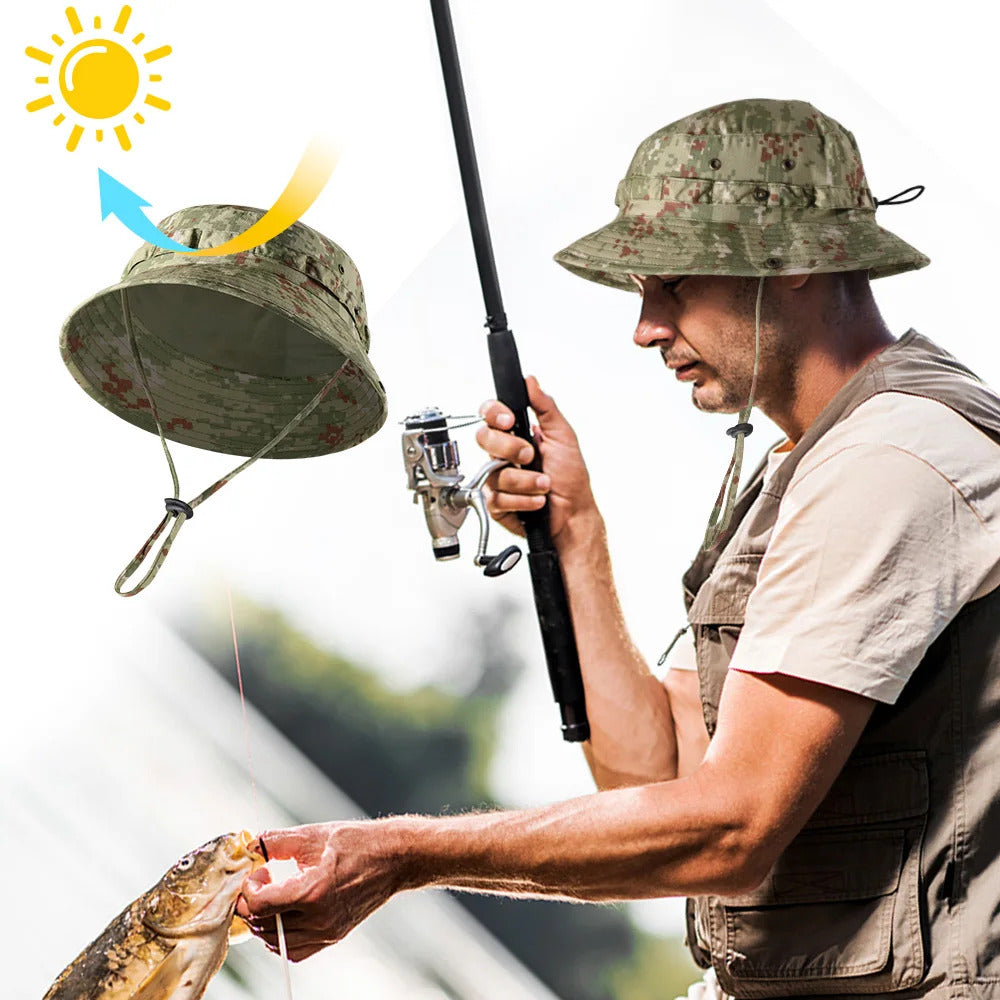 Tactical Fishing Boonie Hats Camouflage Panama Cap Hunting Shooting Outdoor Camping Sun Protection Folding Fisherman Bucket Hat