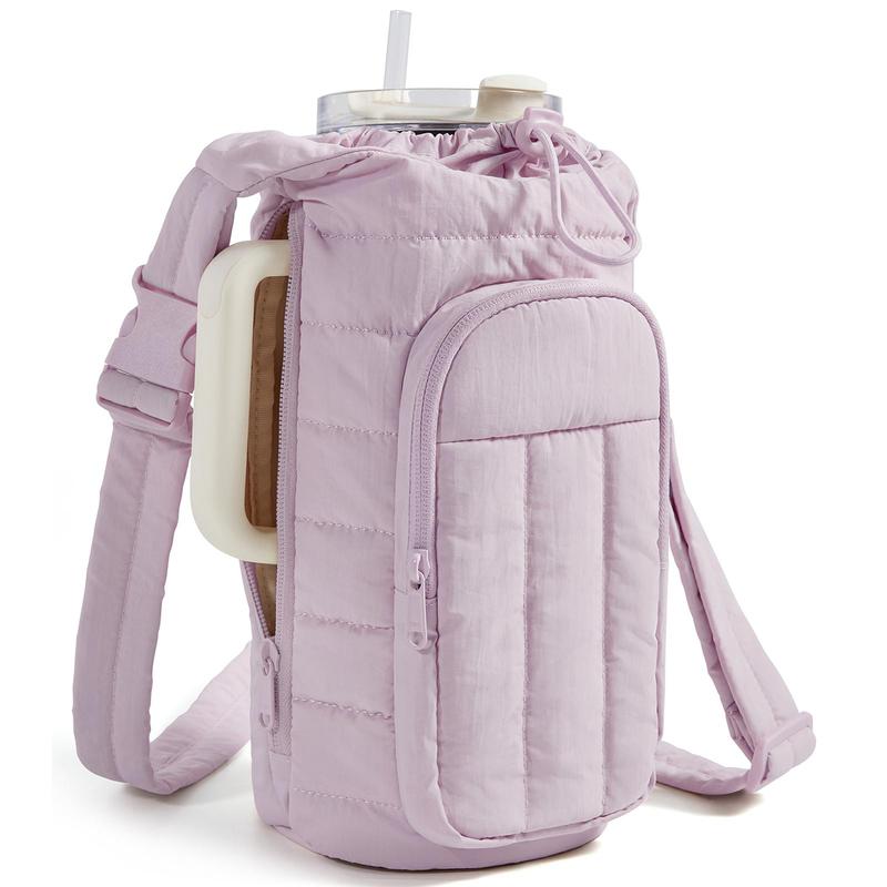 Water Bottle Holder Bag with Strap, 40/32 oz Gym Accessories with Phone Pocket, Sling Bag Purses for Women Drinkware Tumble