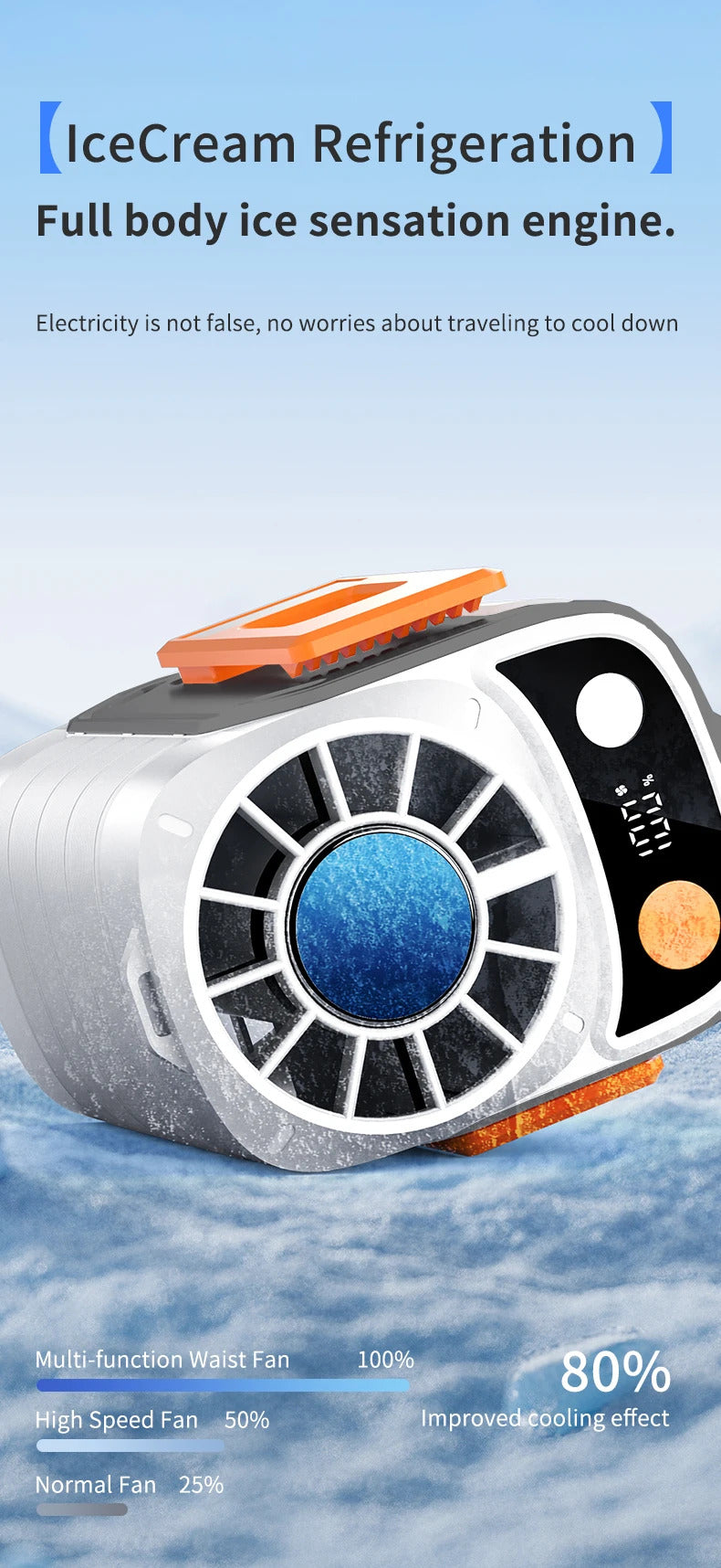 New waist-mounted fan cooling high-temperature outdoor work room welding site portable waist-mounted fan