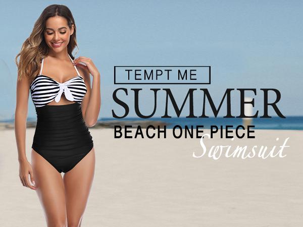 Women Sexy Cutout One Piece Swimsuits Tummy Control High Waisted Halter Front Tie Knot Bathing Suit Plus Size Full Coverage Swimsuit for Women