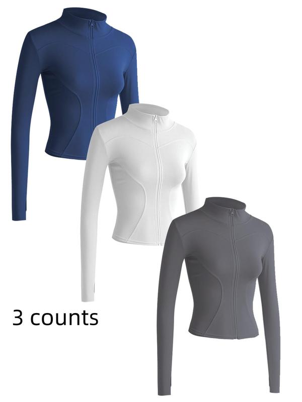 Mock Neck Sports Outerwear, Athletic Long Sleeve Sports Top, Gym Clothes, Comfortable Ladies Jacket for Indoor Outdoor Wear, Gym Clothing, Valentine's Day Gift for Girl, Fall Gift