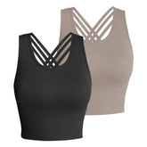 Pro-Fit Seamless 2 pieces  Cross-back sports bra, Comfortable, Support, Stretchy, Summer Outfits, everyday bra, Women Workout Clothes, Activewear 32678