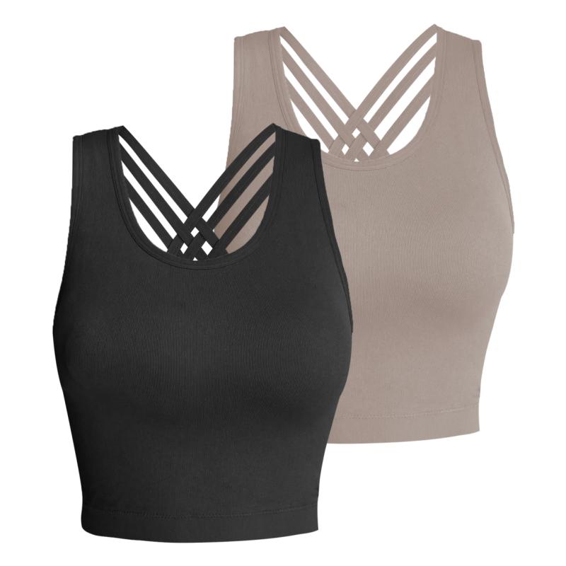Pro-Fit Seamless 2 pieces  Cross-back sports bra, Comfortable, Support, Stretchy, Summer Outfits, everyday bra, Women Workout Clothes, Activewear 32678