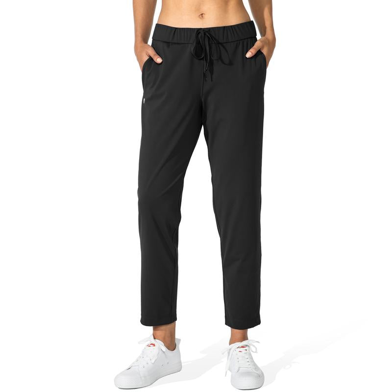 Women's Pants with Deep Pockets 7/8 Sporty Skinny Bottoms Stretch Ankle Sweatpants Solid Tracksuits