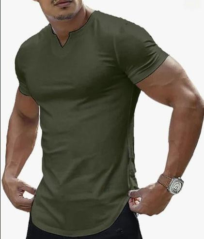 Set of 2 Men's Plain Muscle Slim V-Neck Short Sleeve T-Shirt for Daily Outdoor Wear, Casual Athletic Wear, and Gym Workout Outdoorfun,Father's Day gift