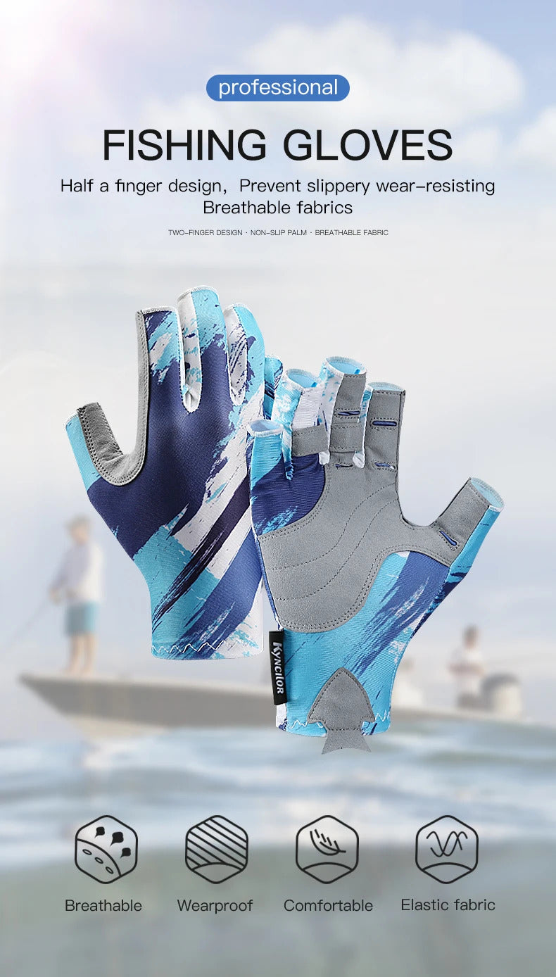 Outdoor Fishing Gloves Half Finger Men Women Anti-slip UV Wear Protection Sports Boating Fish Equipment Angling Sailing Gloves