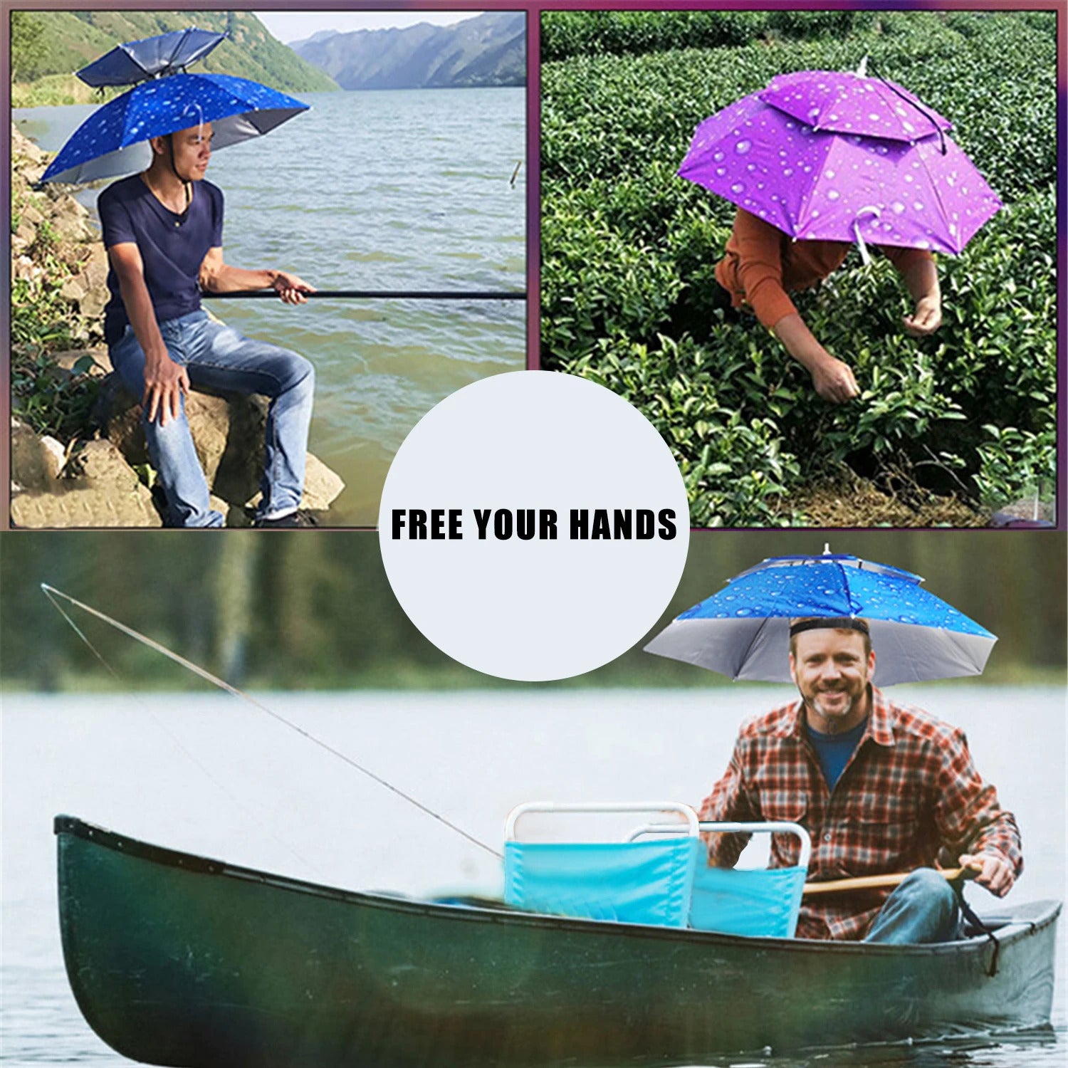 Portable Rain Umbrella Hat Army Green Foldable Outdoor Pesca Sun Shade Waterproof Camping Fishing Headwear Cap Beach Head Hats