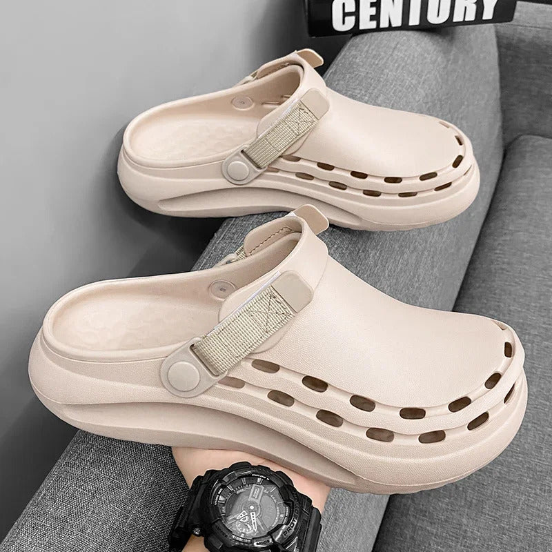 Quick-Dry EVA Solid Color Mens Sandals Fashion Trendy Lightweight Outdoor Travel Essentials Beach Shoes Casual Men’s Slippers