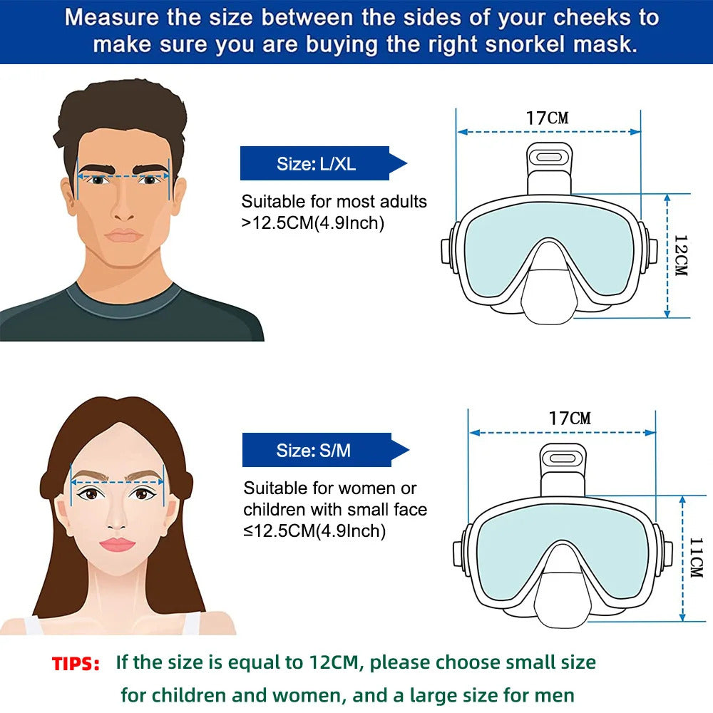 Underwater Snorkeling Half face Face Children Swimming Mask Set Scuba Diving Respirator Masks Anti Fog Safe Breathing for Adult