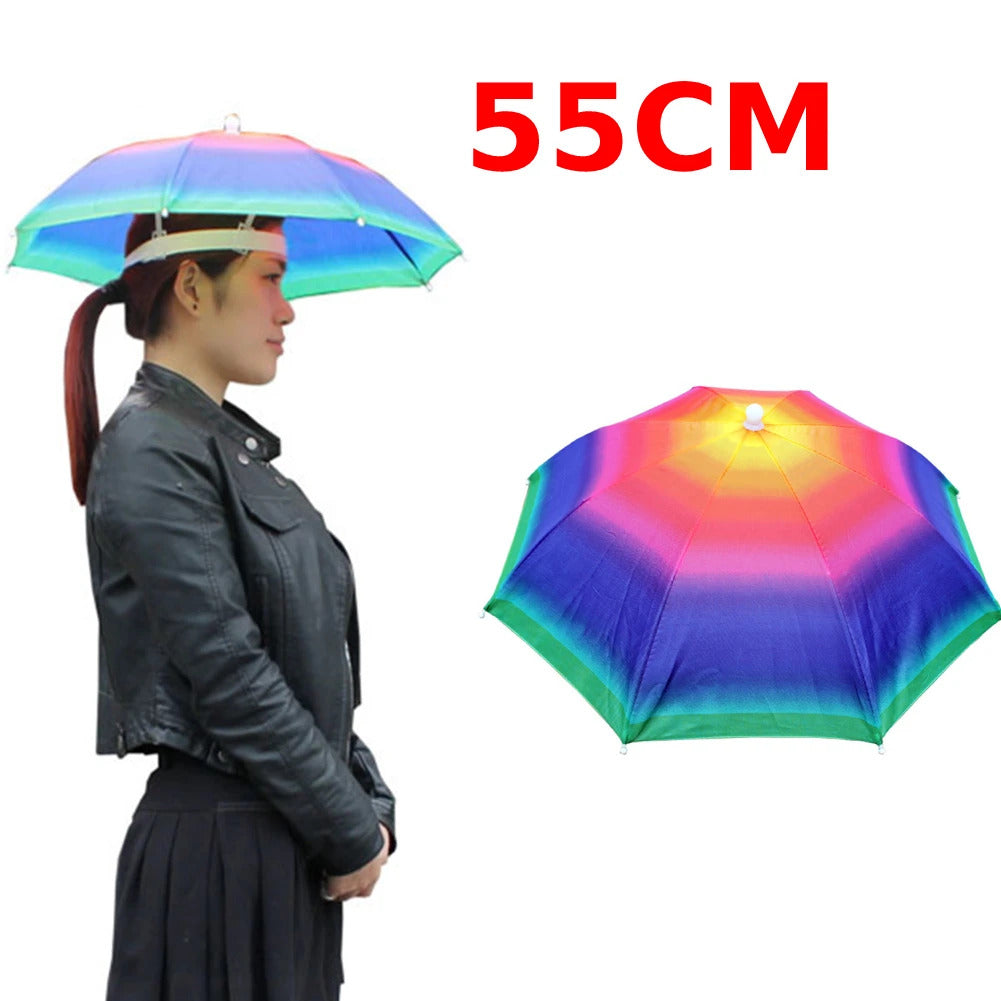 Portable Head Umbrella Hat Fishing Caps Anti-Rain Fishing Anti-Sun Umbrella Hat Adults Children Unisex Outdoor Pesca Sports Cap