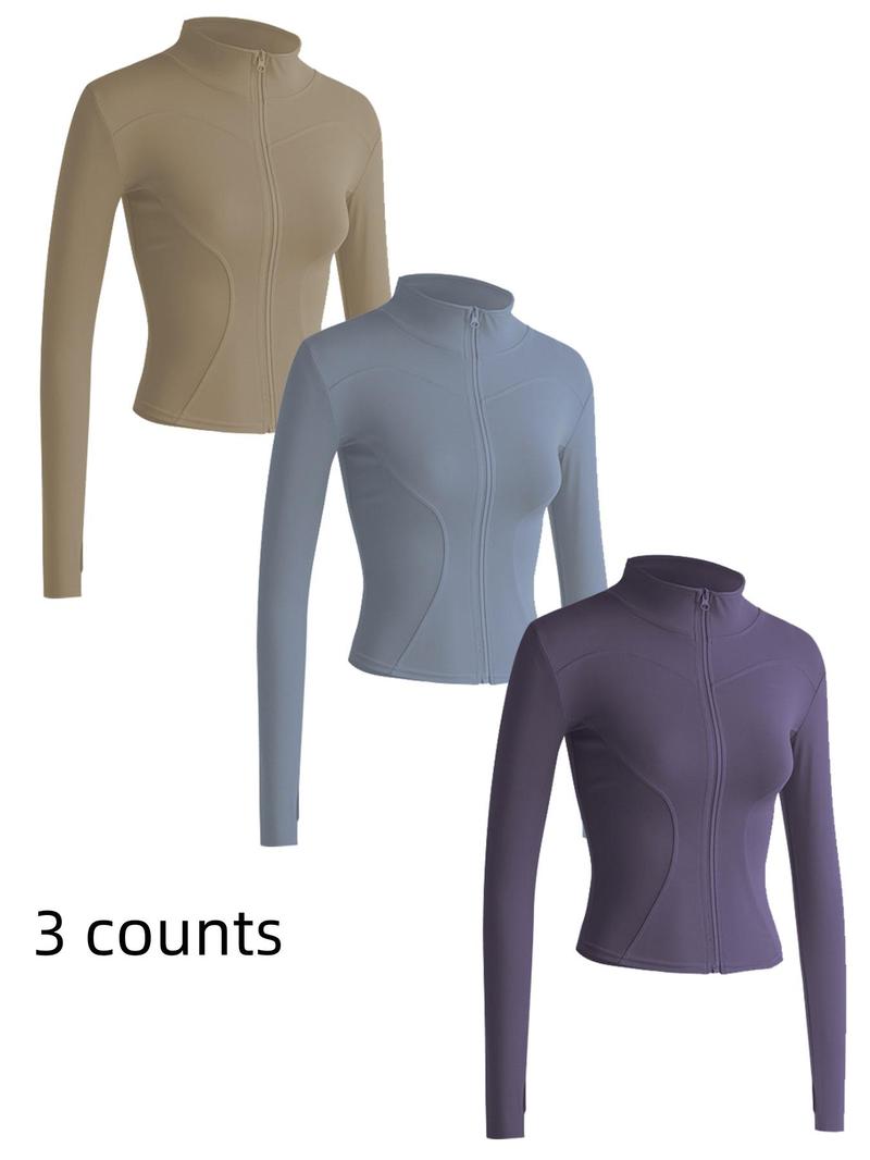 Mock Neck Sports Outerwear, Athletic Long Sleeve Sports Top, Gym Clothes, Comfortable Ladies Jacket for Indoor Outdoor Wear, Gym Clothing, Valentine's Day Gift for Girl, Fall Gift