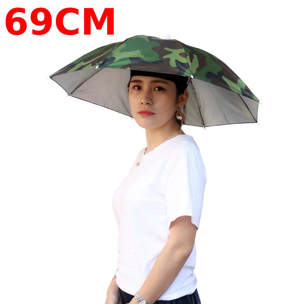 Portable Head Umbrella Hat Fishing Caps Anti-Rain Fishing Anti-Sun Umbrella Hat Adults Children Unisex Outdoor Pesca Sports Cap
