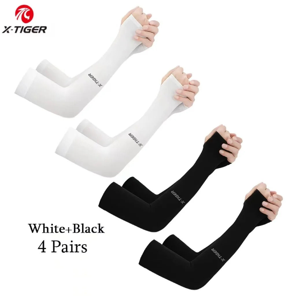 4 Pairs Cycling Arm Summer Ice Cloth Cycling Sleeves Sun Protection Unisex Breathable Running Volleyball Sleeves Outdoor