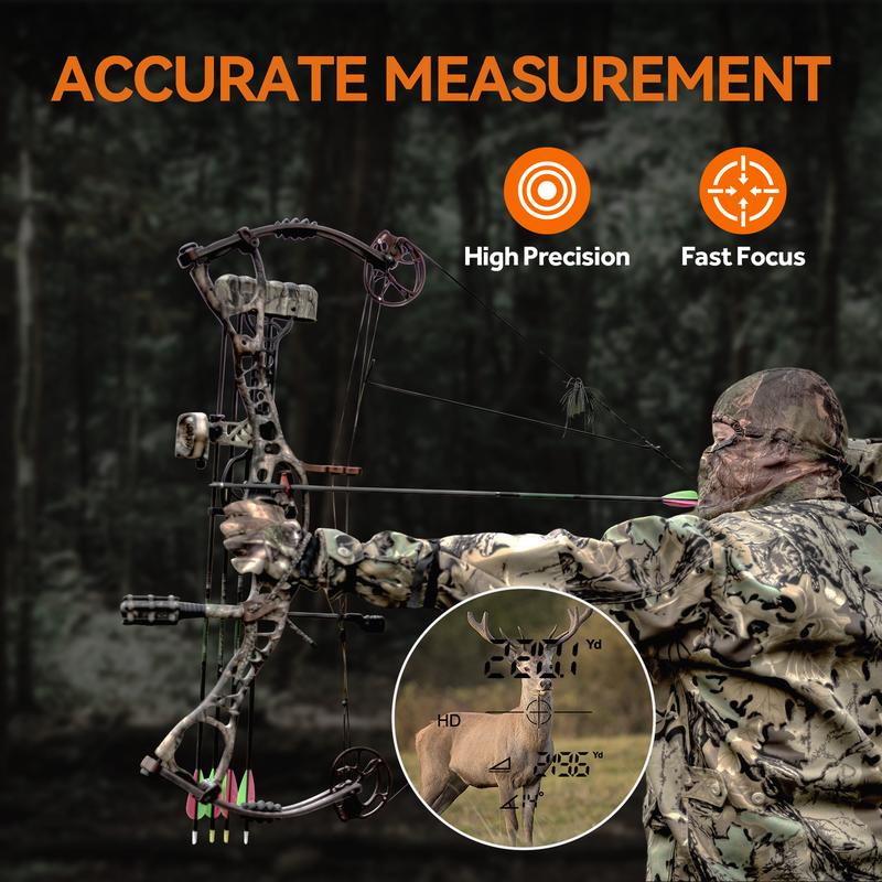 Hunting Rangefinder PF2E Precision Rangefinder, ±0.5yd Accuracy, 656Y Laser Range Finder,6X Magnification,Rain & Fog,bow Mode, Measuring speed,0.3s Instant Measurement,for Hunting & Golr rangefinder,Gift,Outdoor Surveying & Mapping