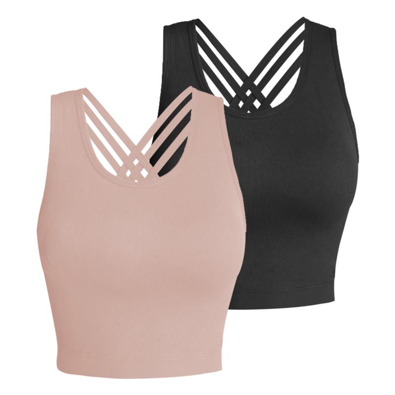 Pro-Fit Seamless 2 pieces  Cross-back sports bra, Comfortable, Support, Stretchy, Summer Outfits, everyday bra, Women Workout Clothes, Activewear 32678