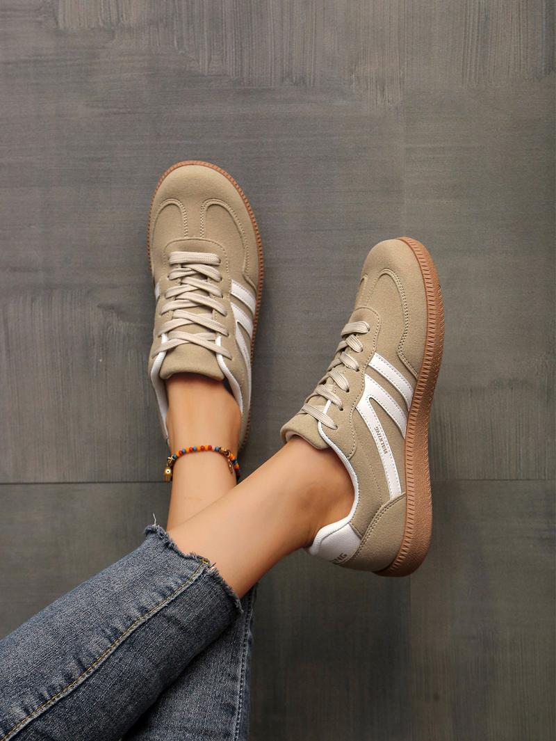 Women's Fashionable Patchwork Lace Up Low Top Casual Flat Sneakers , Casual Comfortable Sports Walking Shoes for Daily Wear, GAT Female All-match Round Toe Casual Shoes for Women & Girls
