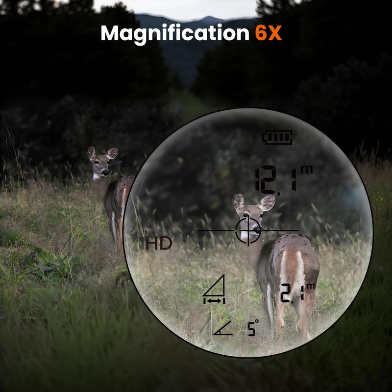 Hunting Rangefinder PF2E Precision Rangefinder, ±0.5yd Accuracy, 656Y Laser Range Finder,6X Magnification,Rain & Fog,bow Mode, Measuring speed,0.3s Instant Measurement,for Hunting & Golr rangefinder,Gift,Outdoor Surveying & Mapping