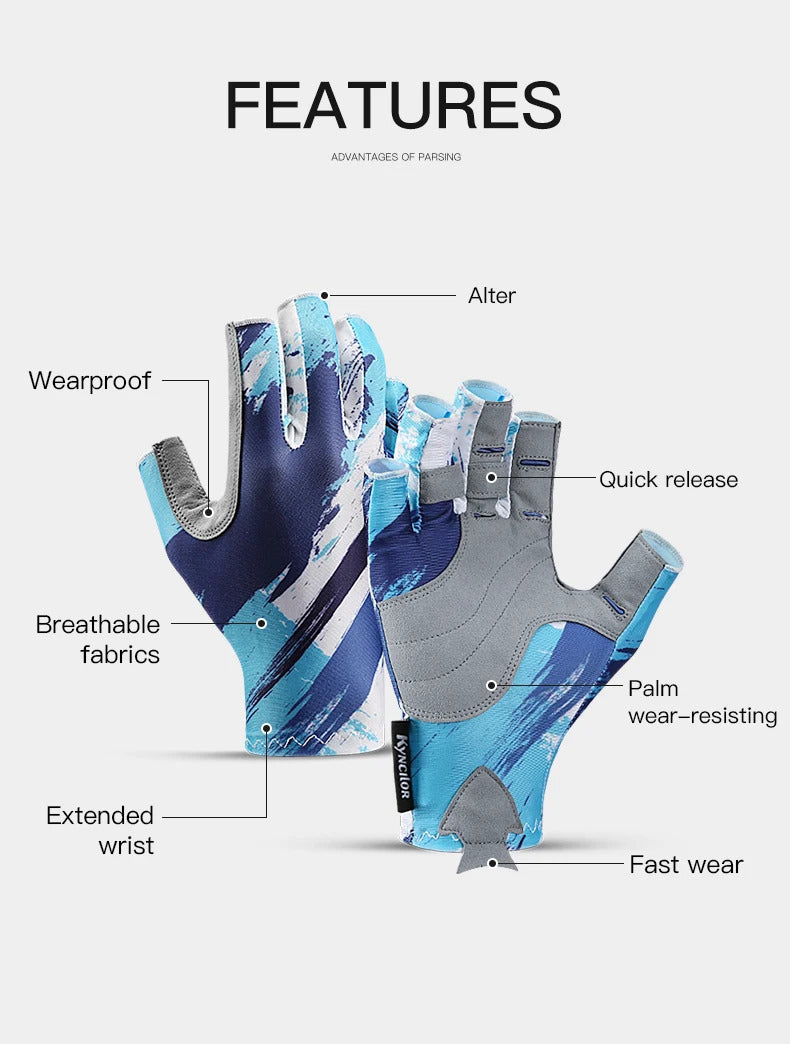 Outdoor Fishing Gloves Half Finger Men Women Anti-slip UV Wear Protection Sports Boating Fish Equipment Angling Sailing Gloves