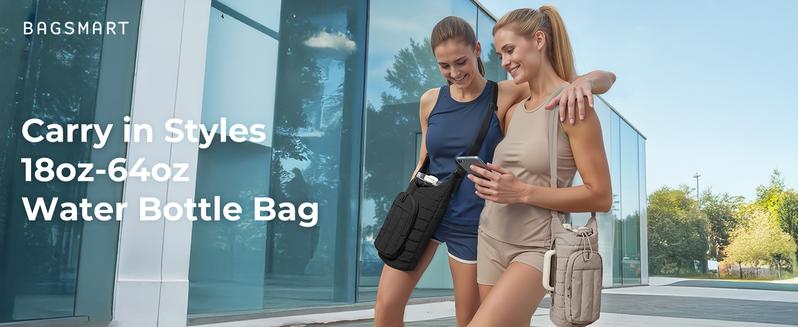 Water Bottle Holder Bag with Strap, 40/32 oz Gym Accessories with Phone Pocket, Sling Bag Purses for Women Drinkware Tumble
