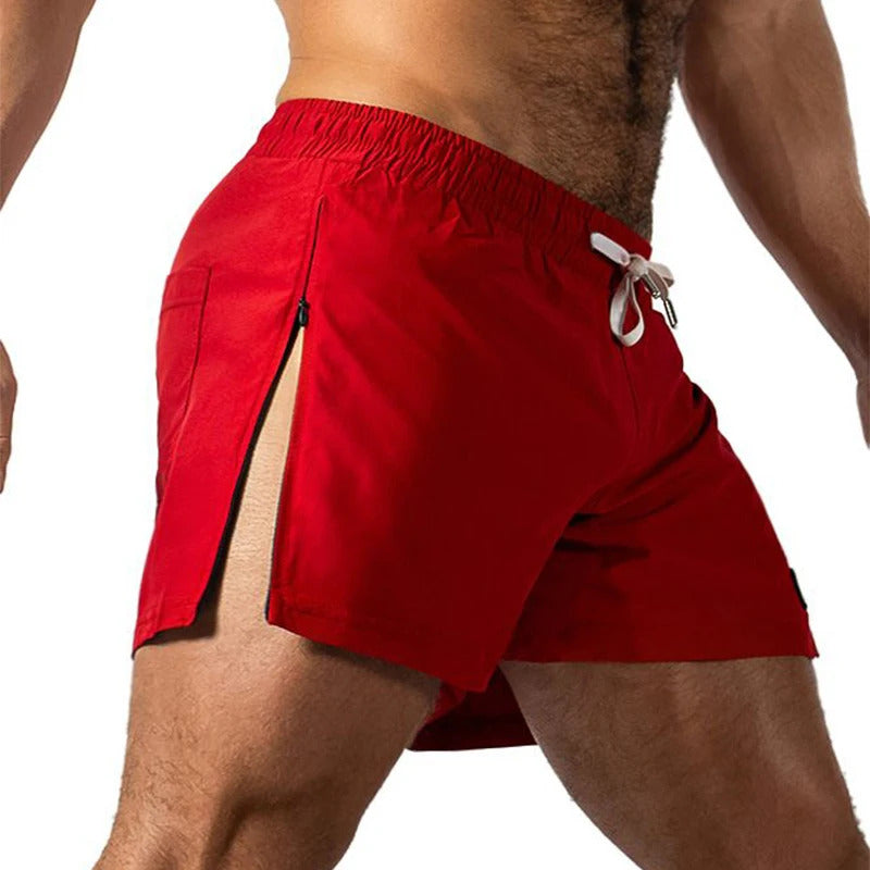 Summer Sports Shorts Men Sweatshorts Quick Dry Running Gym Beach Jogging Bottoms Men Fitness Training side Zipper Shorts Pants