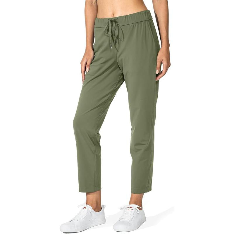 Women's Pants with Deep Pockets 7/8 Sporty Skinny Bottoms Stretch Ankle Sweatpants Solid Tracksuits