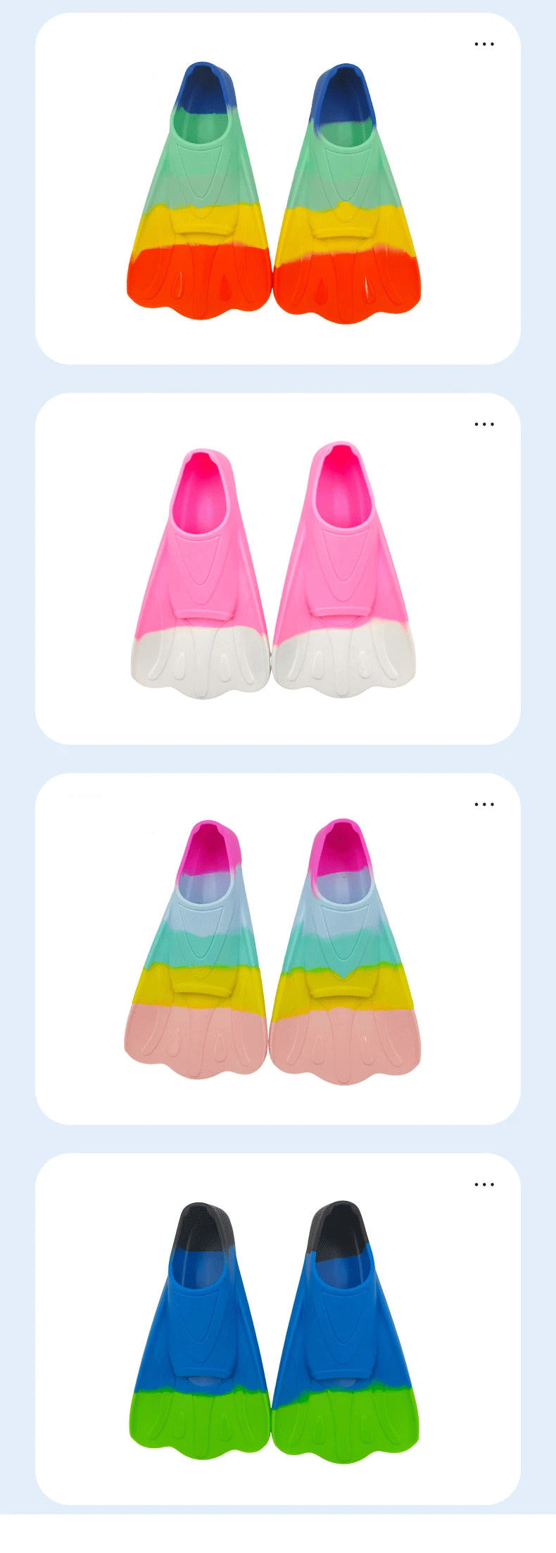 New colored swimming training fins for summer tourism, elastic and soft silicone diving frog shoes