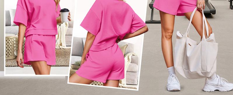 Womens 2 Piece Outfits Oversized Cropped Sweatshirt and High Waist Running Shorts Tracksuit Sets tracksuits men