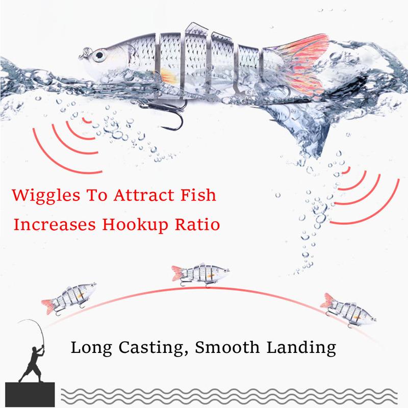 5 Pieces/set Fishing Lures Set Multi Segments Jointed Hard Bait 3.9in/0.56oz,Bionic Hard Fishing Bait Suitable for Fresh Water and Saltwater,Sinking Lifelike Swimbait Outdoor Fishing Equipment for Dealsforyoudays Perfect for Beginners